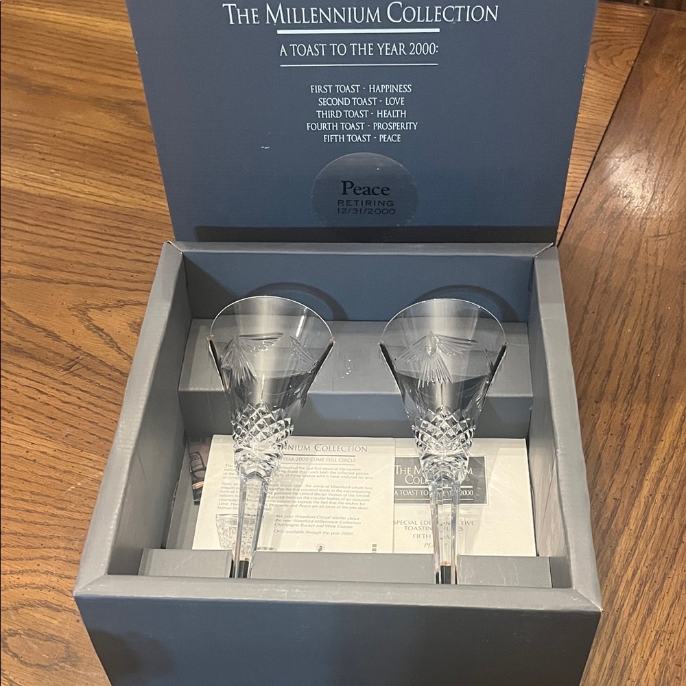 Waterford The Millennium Collection Peace‎ Crystal Toasting Glasses